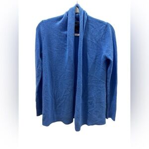 Tahari 100% 2 Ply Cashmere Drape Open Front Cardigan Blue